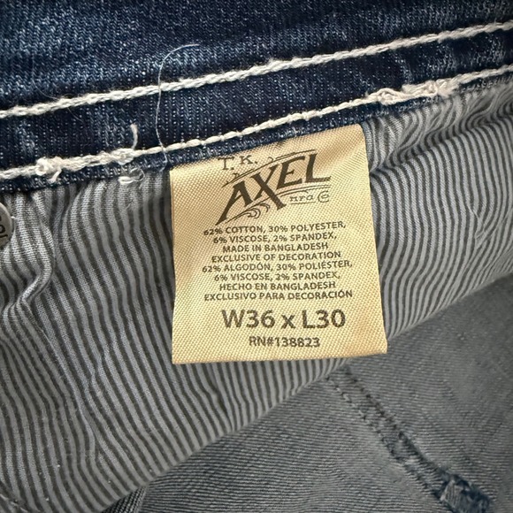 NWT TK Axel Slim Boot Jeans Mens 36x30 Blue Medium Wash Contrast Stitch Pockets - Picture 7 of 16